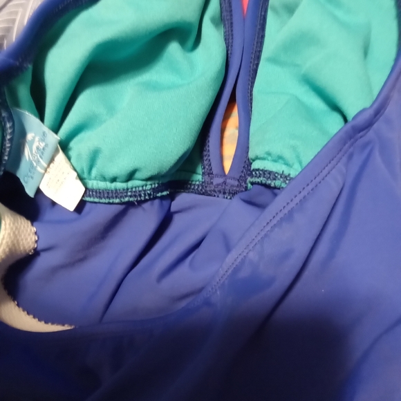 Ocean Avenue Swimwear Tankini Cutout Halter Top One Piece Bathing Suit Blue - Picture 13 of 14